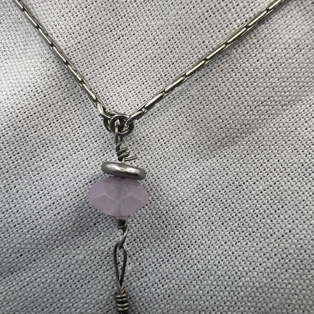 Lia Sophia Silver chain with soft pink and white toned gems